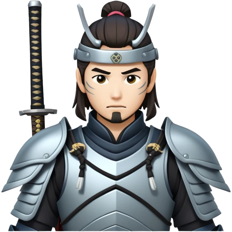 male tech nomad samurai with cybernetic armor and katana emoji