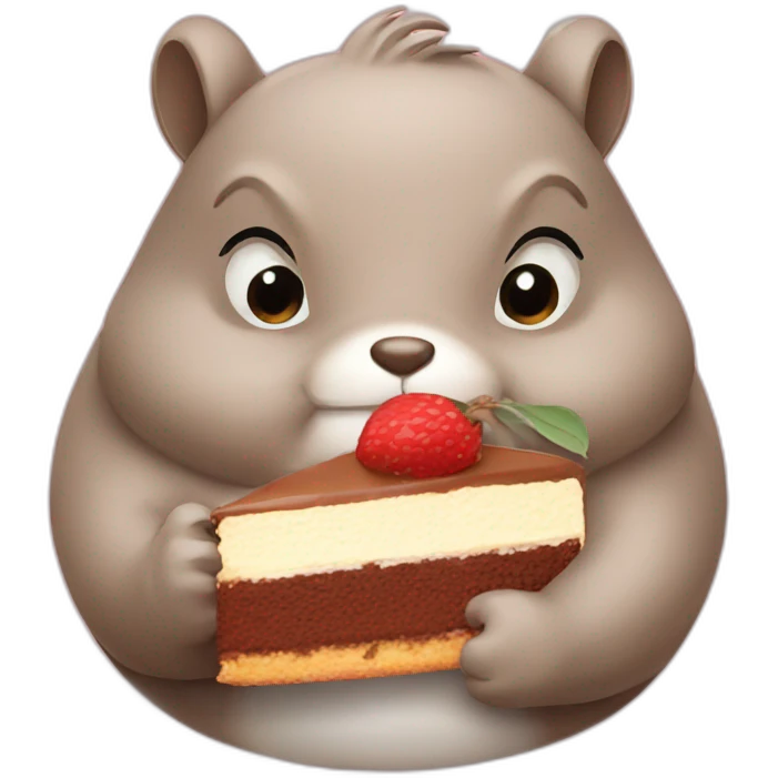 a squirrel obese eating a cake emoji