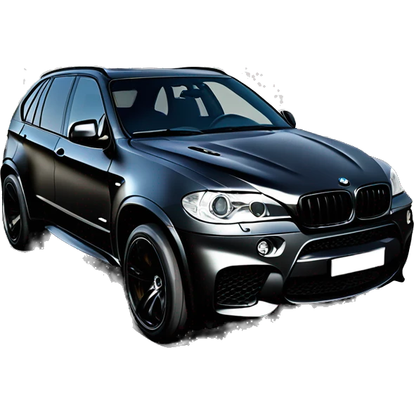 BMW X5M black and number plate RAV 15 emoji