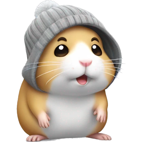 grey hamster wearing beanie crying emoji