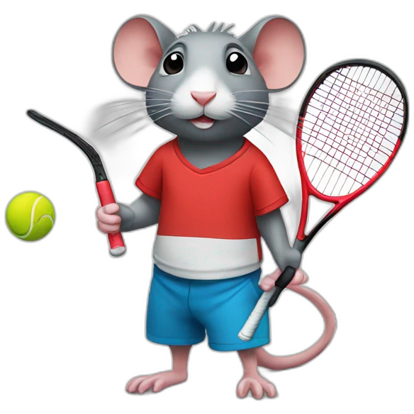Rat with red shirt and tennis racket emoji