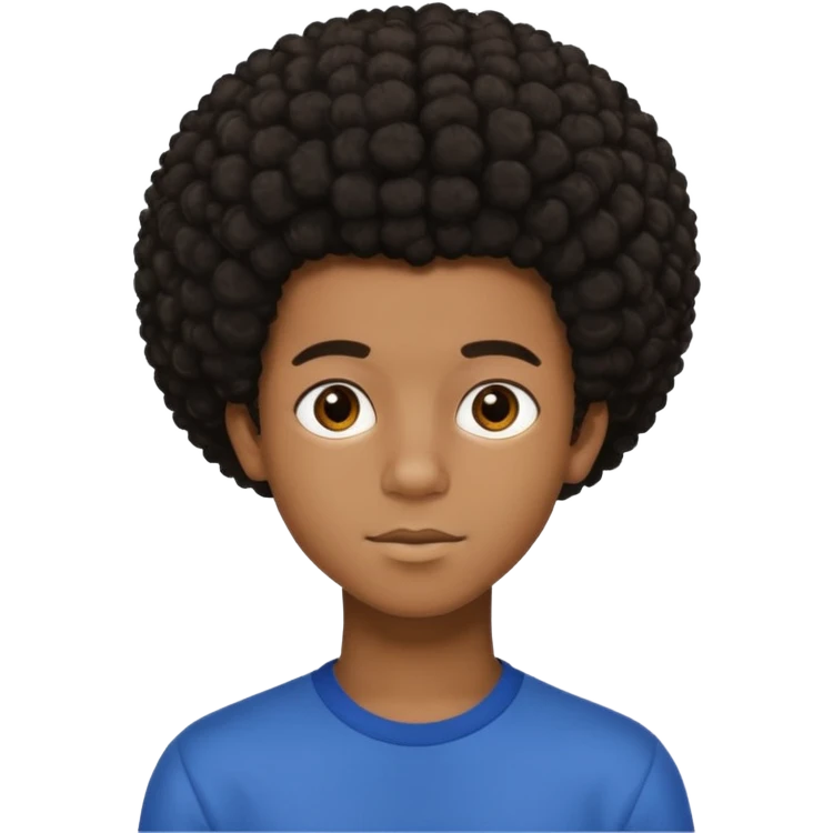 teen black boy with medium afro hair and dark brown eyes  emoji