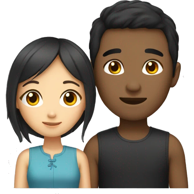asian girl and black boy couple emoji