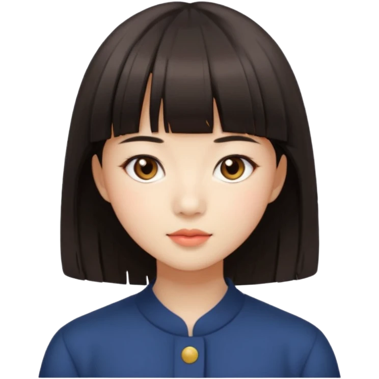 asian girl blunt fringe shoulder length hair emoji