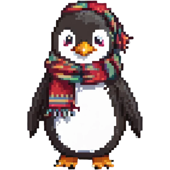 Happy cartoon penguin with scarf emoji