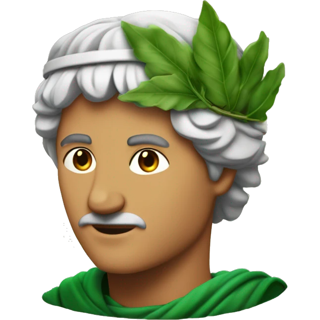 Dante Alighieri with a green laurel wreath on his head emoji