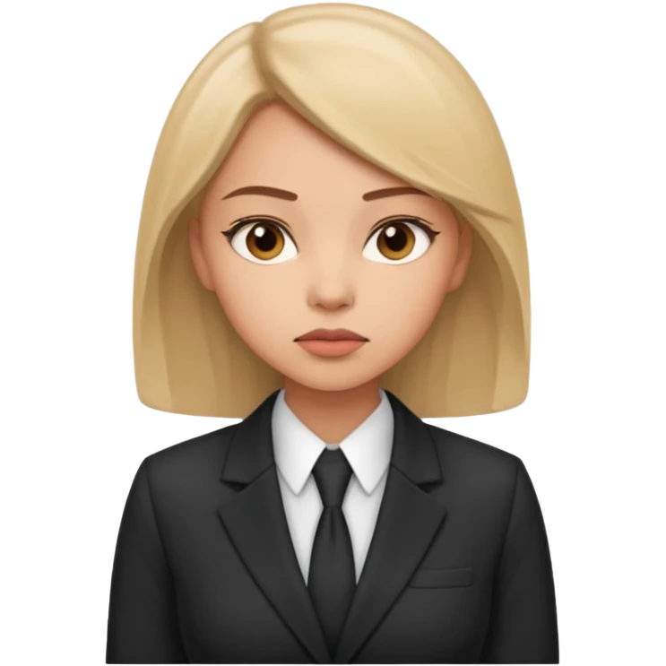 сделай молодую девушку в деловом костюме которая задумалась над чем-то  emoji
