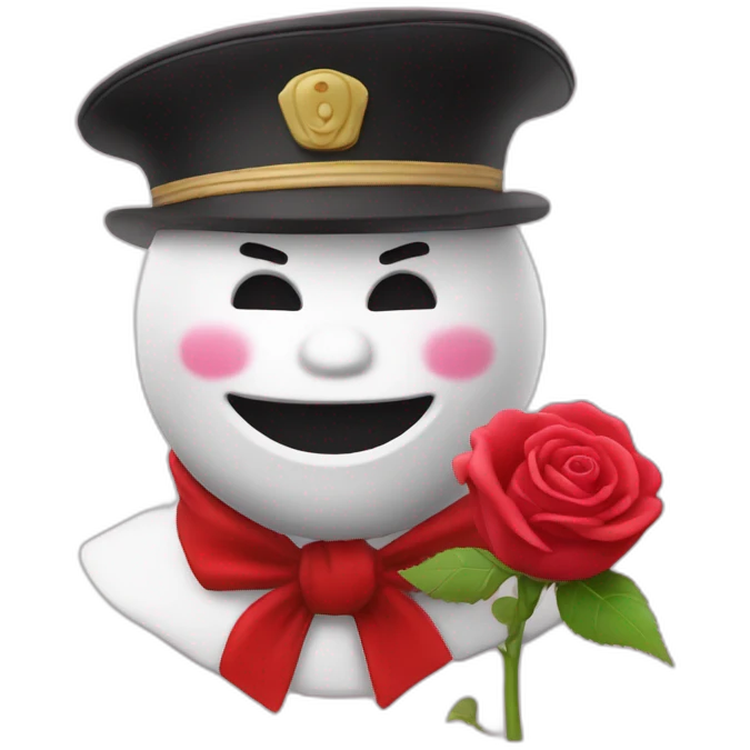Bonhomme avec un rose dans la bouche emoji