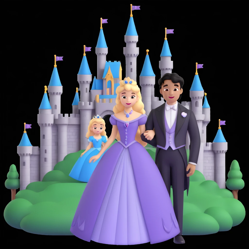 prince and princess Disney dress close up photo in castle background emoji