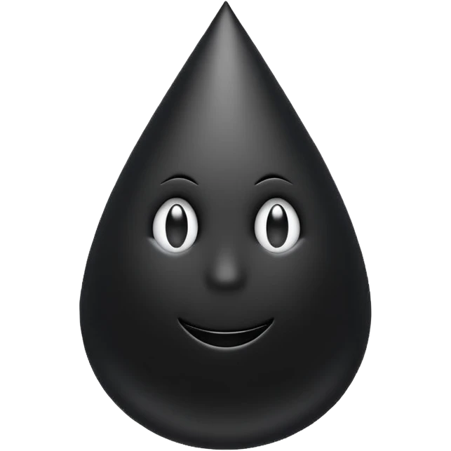 Minimal emoji, gothic teardrop sculpted from solid black metal, smooth reflective surface, heavy symbolic form, no glow, no neon, flat emoji style, centered, transparent background emoji
