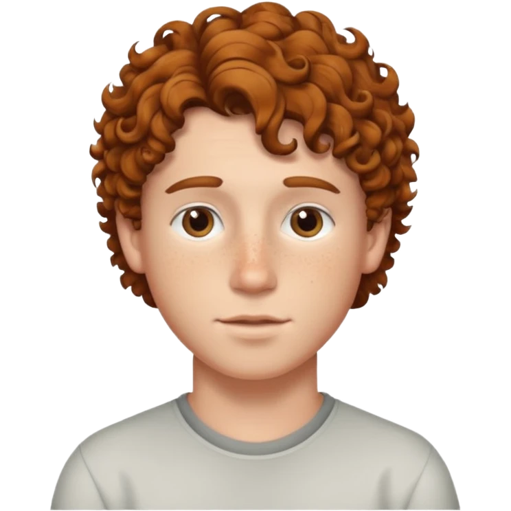 A white boy with curly brown hair not too curly but wavy in a low taper fade emoji