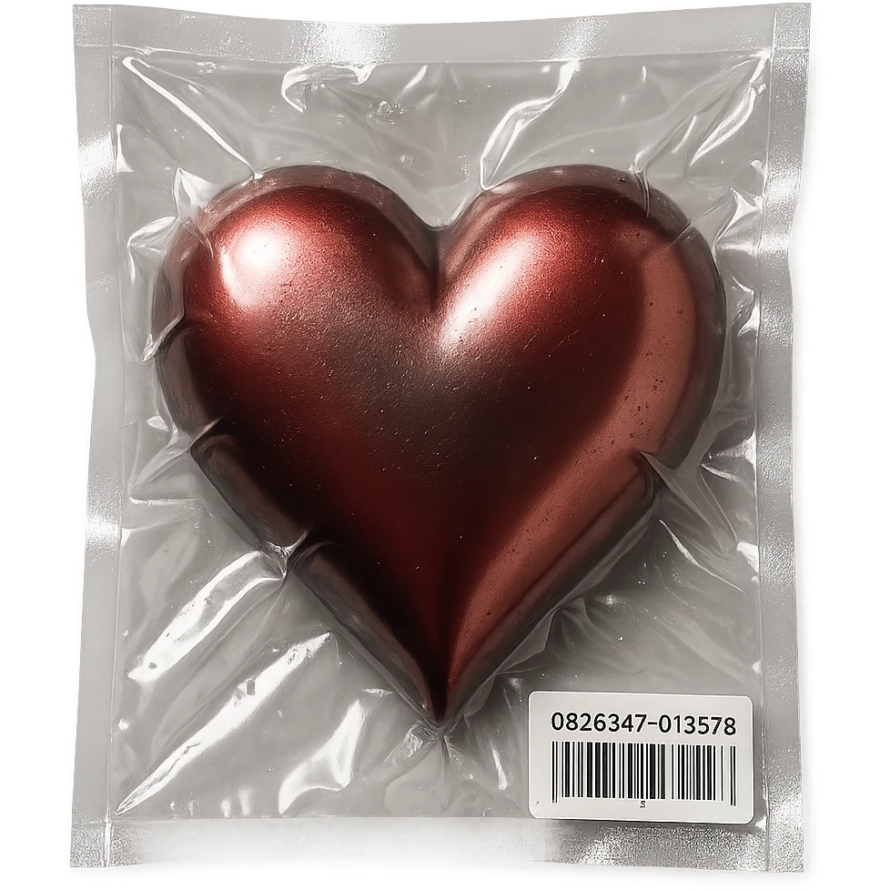 heart with metallic sheen in vacuum-sealed style emoji