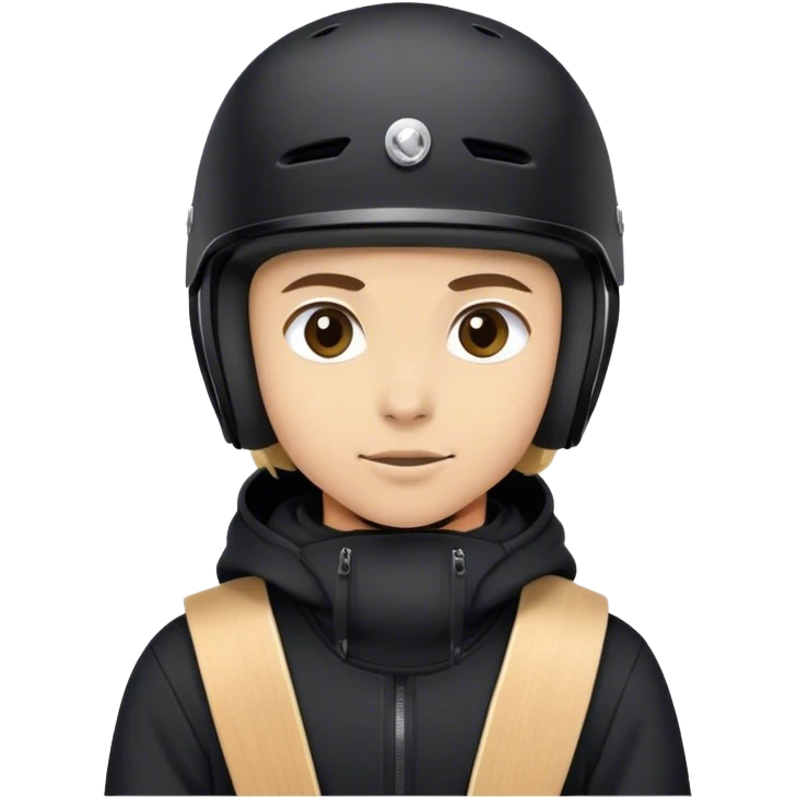 Une personne sur un snowboard jeune avec un casse noir et un Sweat noir emoji