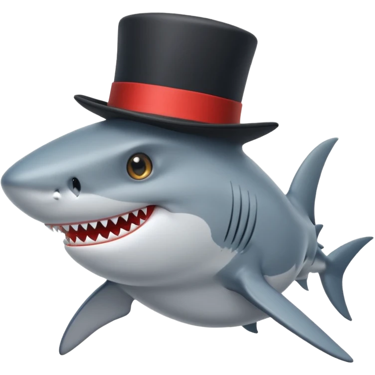 Shark with a top hat emoji