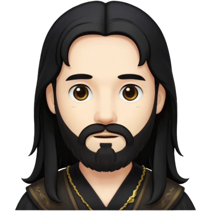 Pluto from Olympus Gods with long black hair and beard, black tunic emoji