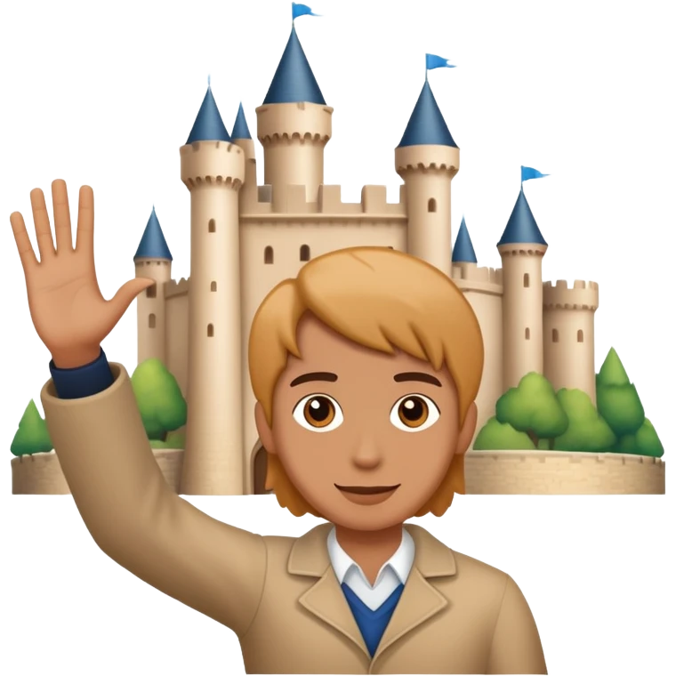 person waving in front of a castle emoji
