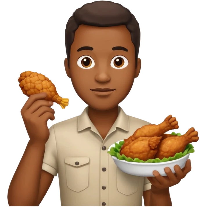 Black man holding a piece of fried chicken emoji