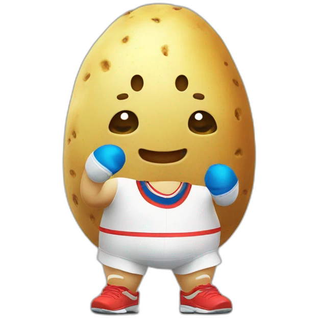 Kawaii potato in tennis uniform emoji