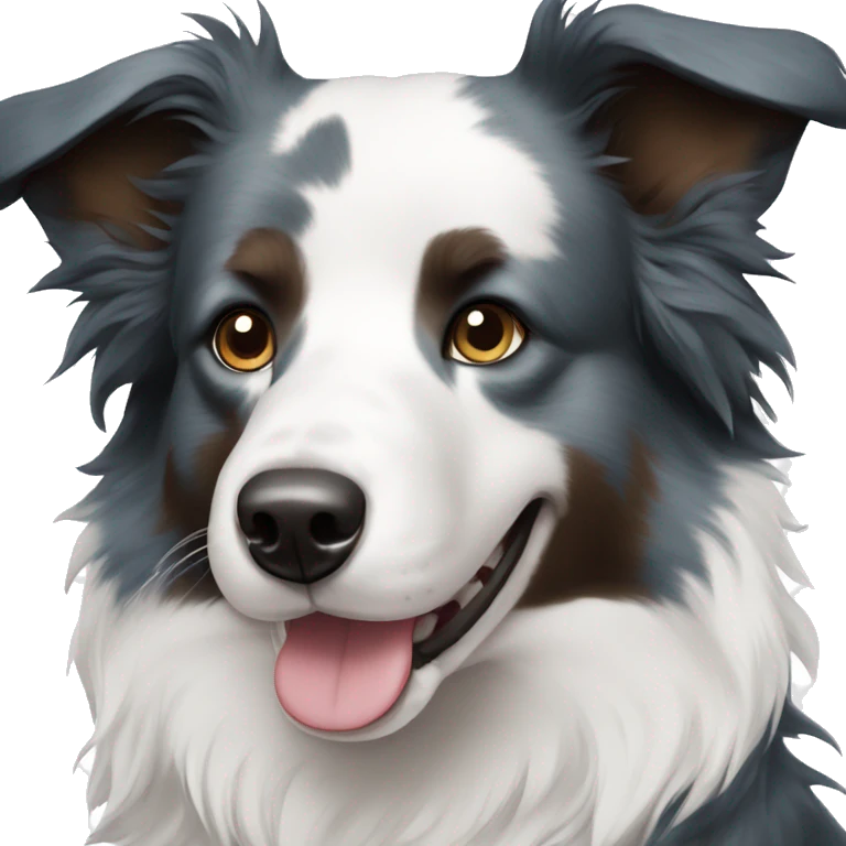Blue border collie dog with black freckles emoji