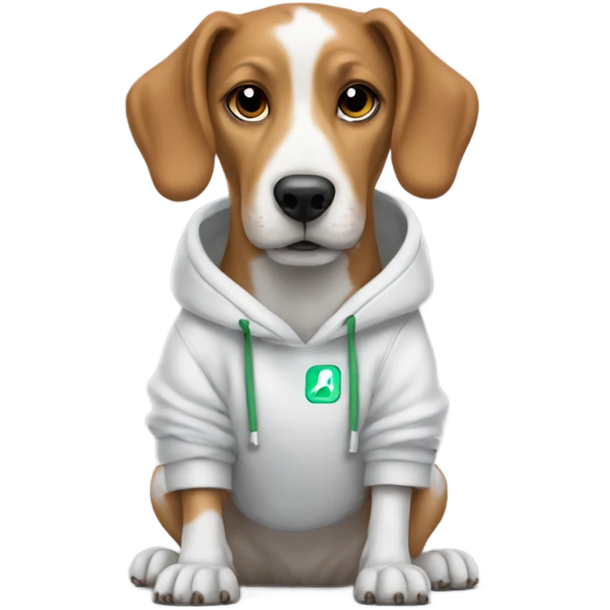 Dog wearing AirPods and Nike hoodie emoji
