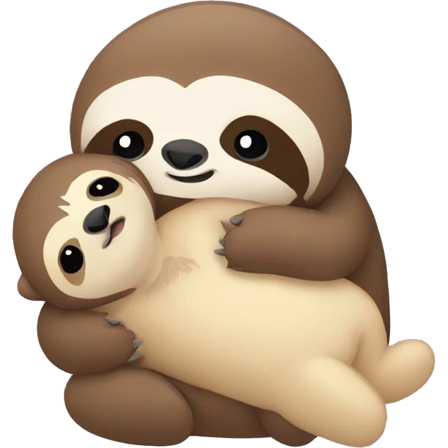 Baby sloth hugging a teddy bear emoji