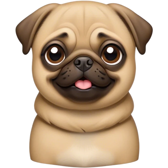 Cinematic Comical Fawn Pug Portrait Emoji, Head tilted dramatically with an exaggeratedly amused expression, featuring a glossy fawn coat with a smooth finish, wide, expressive dark eyes filled with playful disbelief, Simplified yet hilariously expressive features, highly detailed, glowing with a slightly sassy glow, high shine, dramatic yet playful, stylized with an air of cheeky mischief, bright and endearing, soft glowing outline, capturing the essence of a spirited and over-the-top companion, so meme-worthy it feels like it could side-eye its way into internet fame instantly! emoji