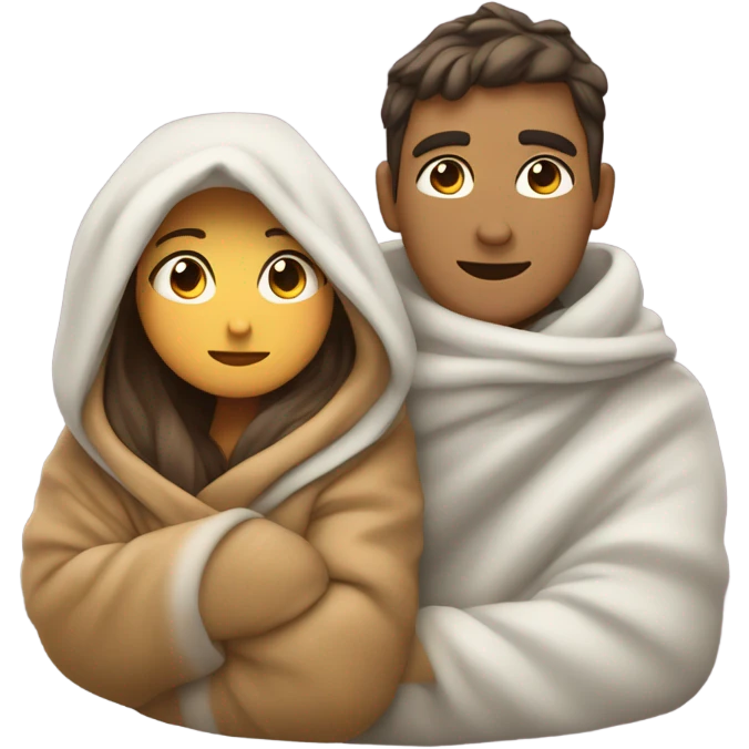 Couple cuddling under blanket emoji