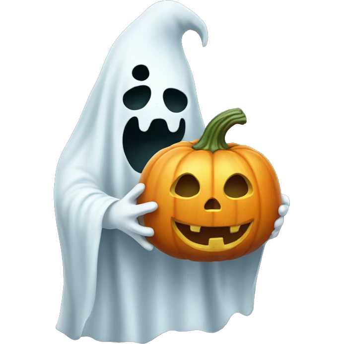 Ghost holding a pumkin  emoji