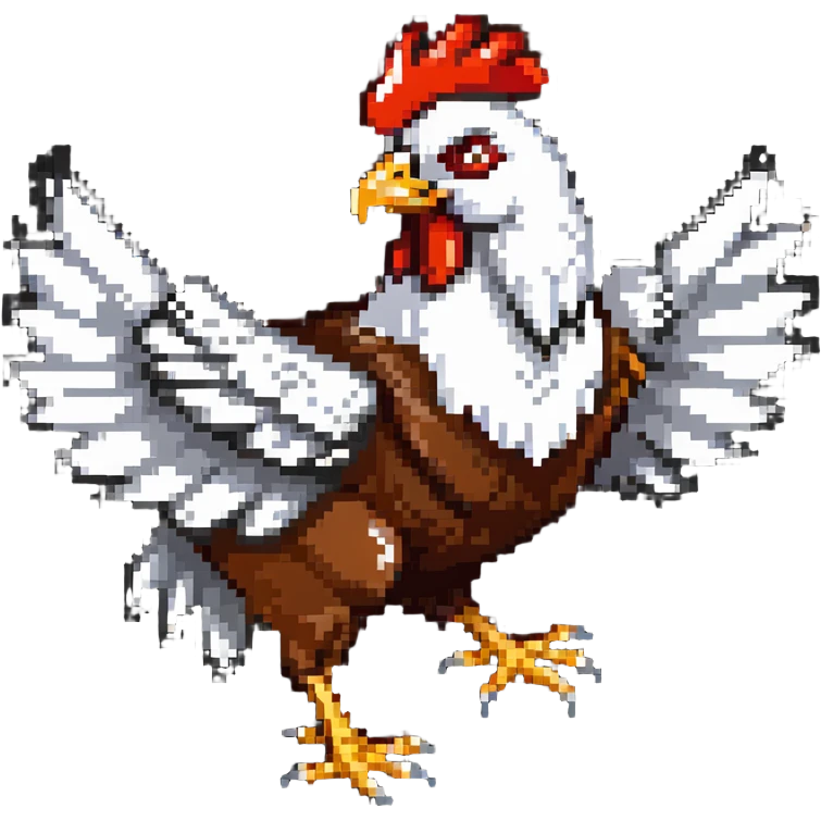 red hawk mascot riding a chicken emoji