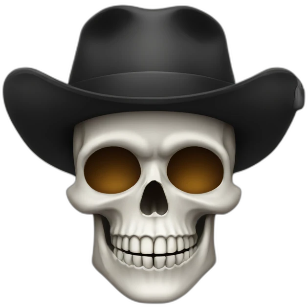 Skull with an afro and a hat on top emoji