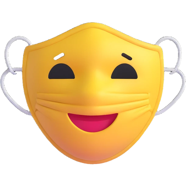 cartoon sticker of a medical mask emoji, colorful and cheerful style, no text, suitable for WhatsApp and Instagram, transparent background emoji