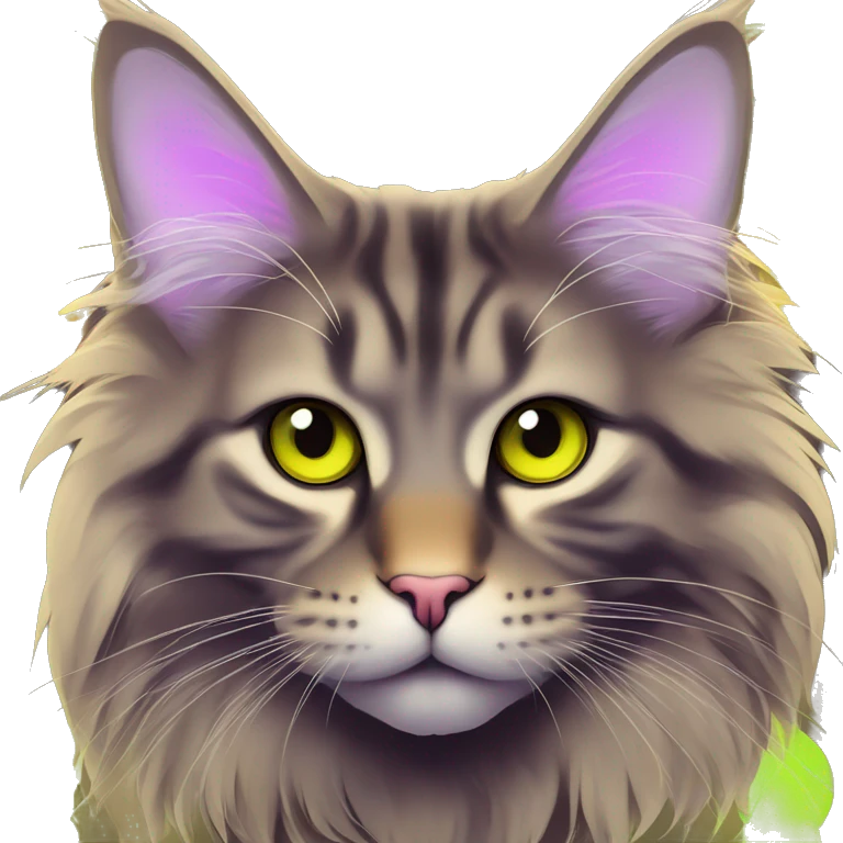 maine coon in fluo colors emoji