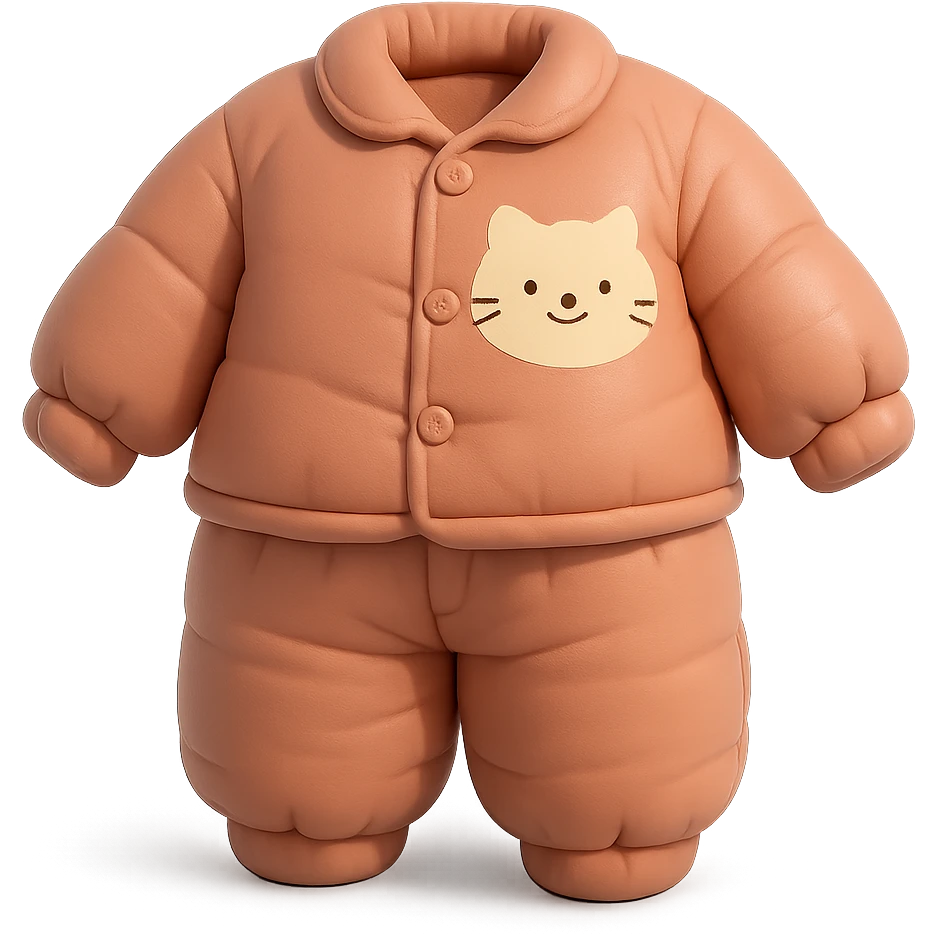 A cozy pajama set with a cat emoji