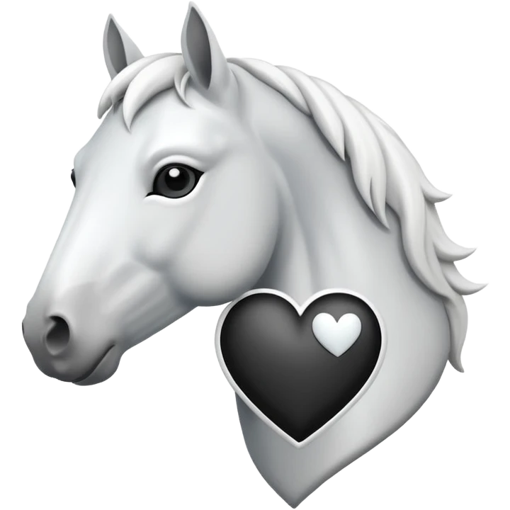 White Horse centered within a black heart emoji emoji