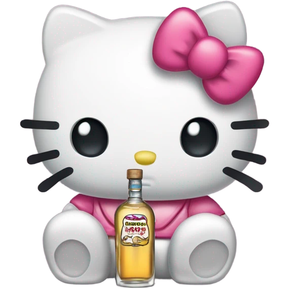 Hello kitty Crying sad tears depressed with tequila hello kitty emoji