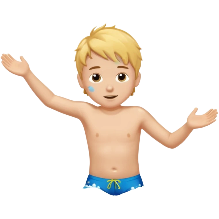 a boy that is sliding on his belly in Swimming trunks emoji