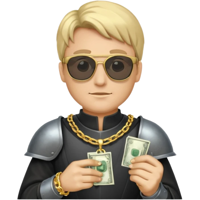 Knight with gold chain dark glasses money emoji