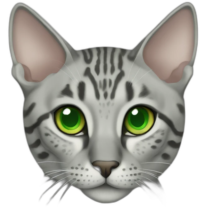 Egyptian Mau cat with green eyes, full-height emoji