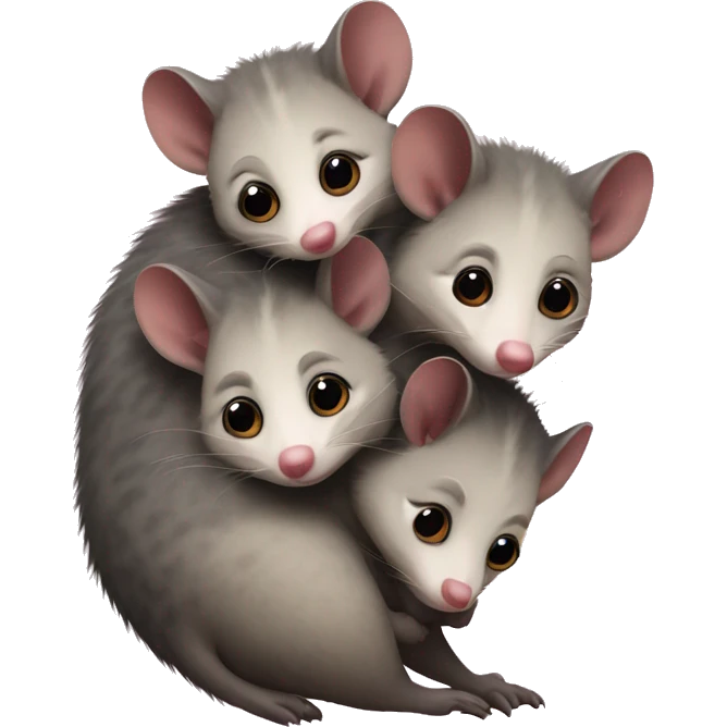 Possum with three babies on its back emoji