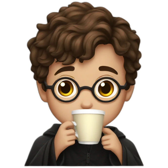 Child Harry Potter drinking coffee emoji
