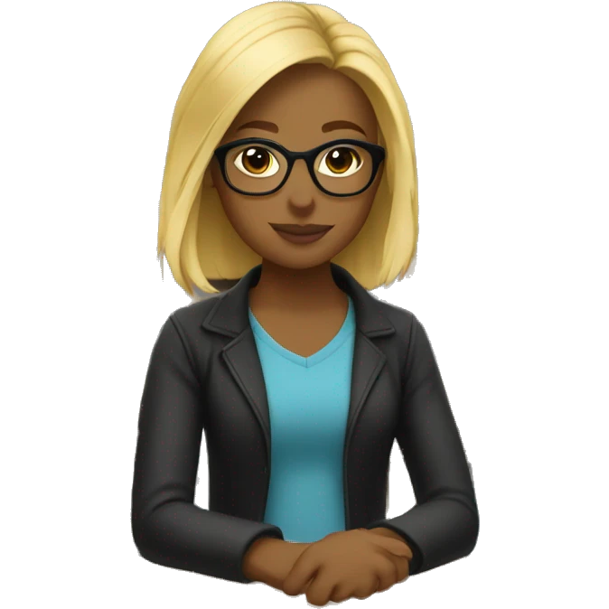 Blonde girl wearing glasses sitting in the library emoji