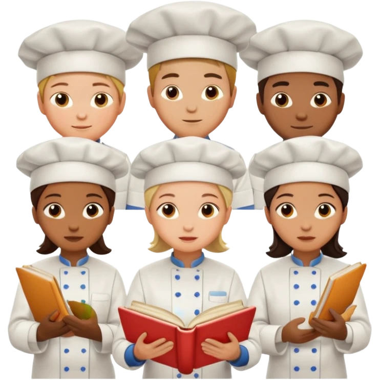 different chefs reading book, emoji