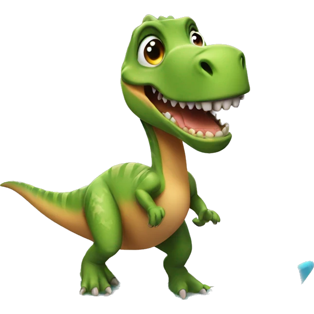 A dinosaur surfing in a bikini emoji