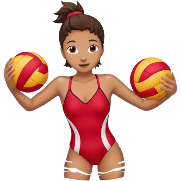 Natación  y voley en un corazón de color  emoji