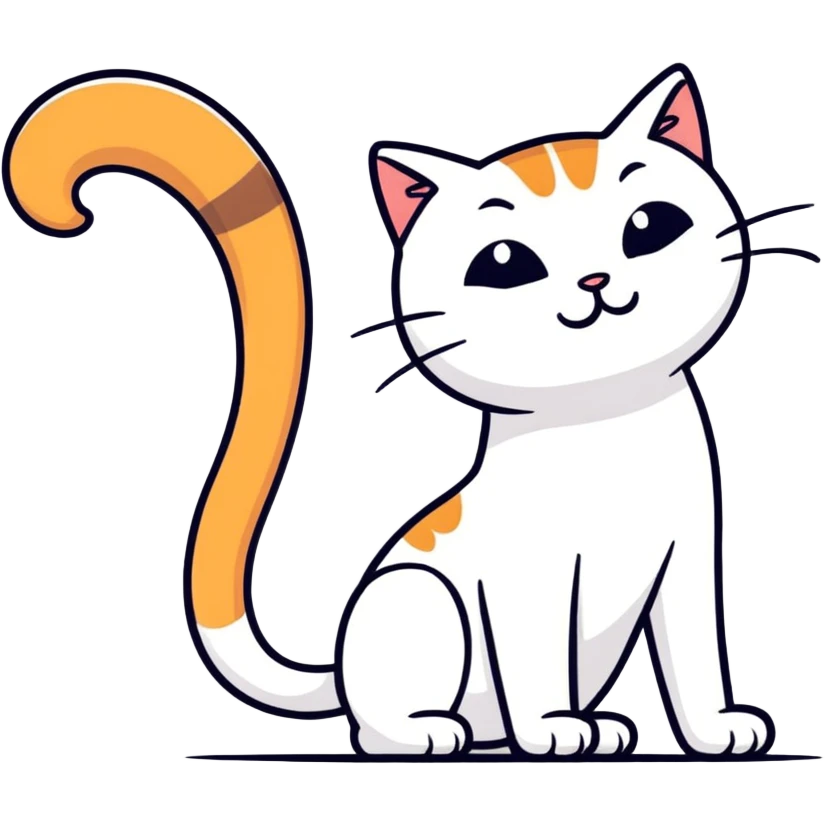 stretching cat with raised tail cartoon style emoji