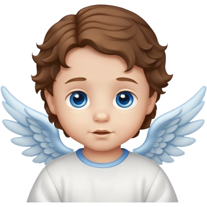  Baby boy angel with brown wavy hair blue eyes emoji