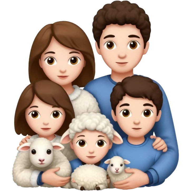 3 girls white and 2 boys withe and a sheep emoji