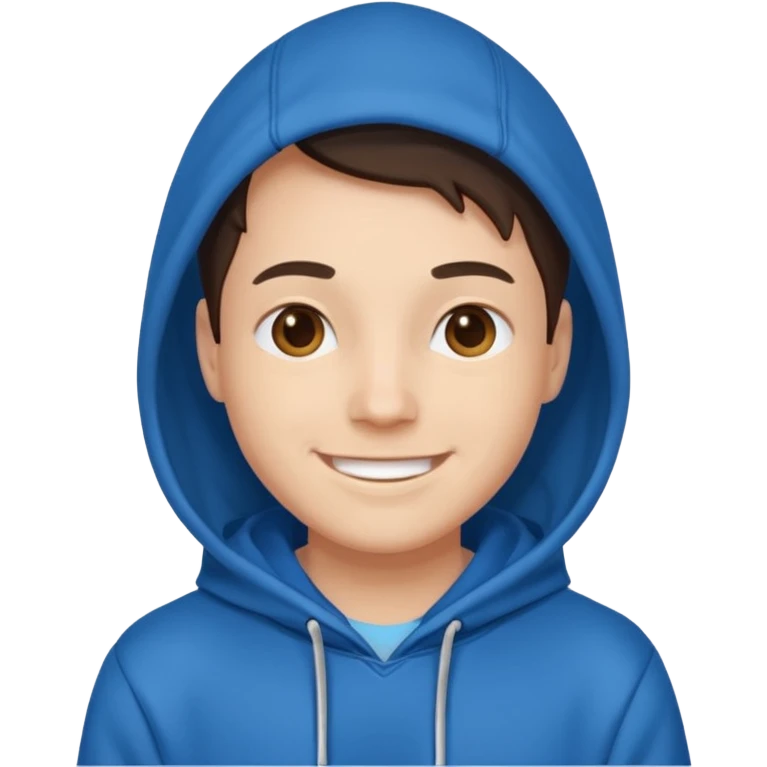 emoji of a person wearing a blue hoodie smiling emoji