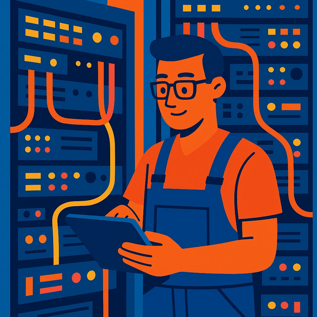 A technician in a server room emoji