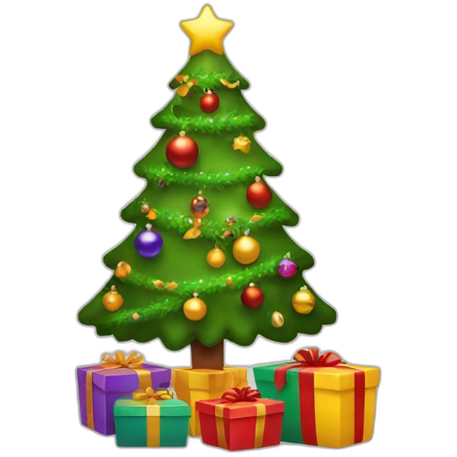 Christmas decorated tree and gifts emoji
